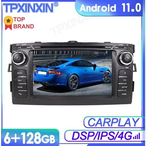 6+128GB Android 11 For Toyota Auris 2006-2012 Car Multimedia Player GPS Navi Audio Stereo Screen DVD Head Unit Tape Recorder