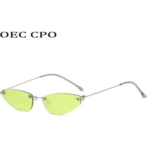 OEC CPO Rimless Cat eye Sunglasses Women Fashion Small Frameless Sun Glasses Female Brand Designer Lady Eyeglasses UV400 O952