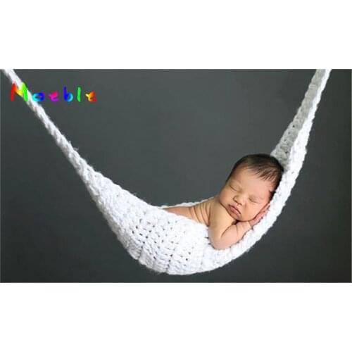 Crochet White Hammock Newborn Baby Photography Props Crochet Baby Hanging Cocoon for Photo Shoot Knitted Hanging Bed MZS-14028