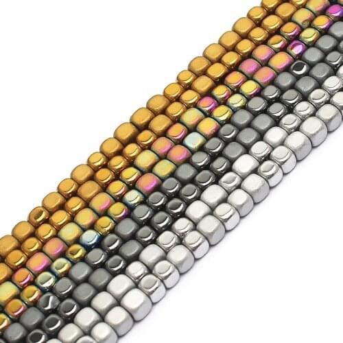 Natural Stone Beads 3mm Square Matte Hematite Beads For Jewelry Making 15inch 4colors Spacer Beads Making Bracelet