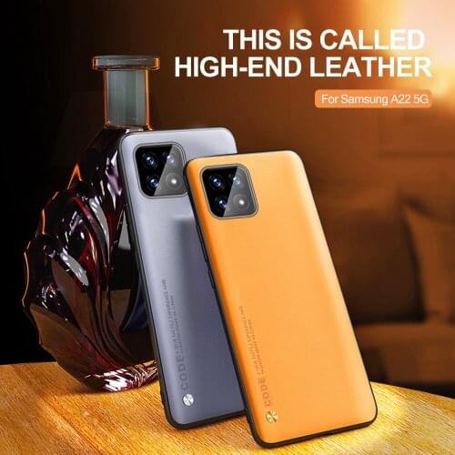 A22 5G Case Plain Leather Texture Back Covers For Samsung Galaxy A22 A 22 2021 5G SM-A226B/DSN 6.6'' TPU Bumper Shockproof Coque