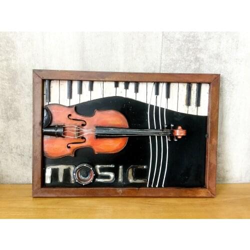 Ironwork Decoration Hanging Painting Mural Ironwork Modeling Family Decorative Decorative Painting Of Violin Shape