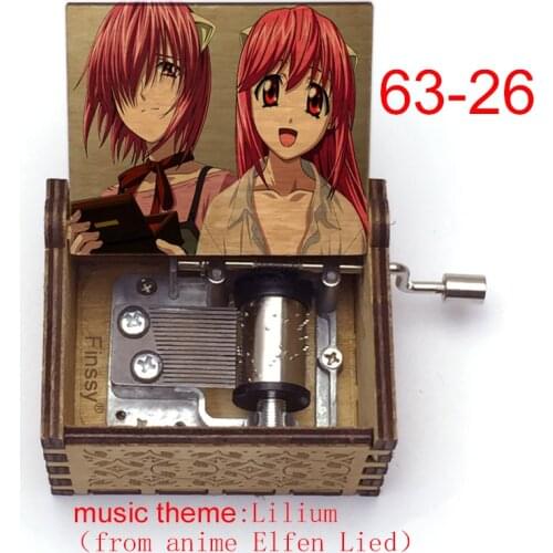 Color print anime Elfen Lied music theme Lilium lucy print 18 Note Wooden Musical Box Kids Music Toys for girls friends