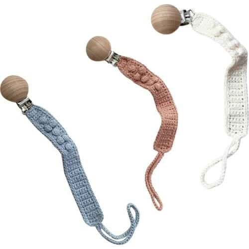 Baby Teething Soother Toys Clip Crochet Pacifier Chain Cotton Woven DIY Dummy Nipple Holder Leash Strap Shower Gifts