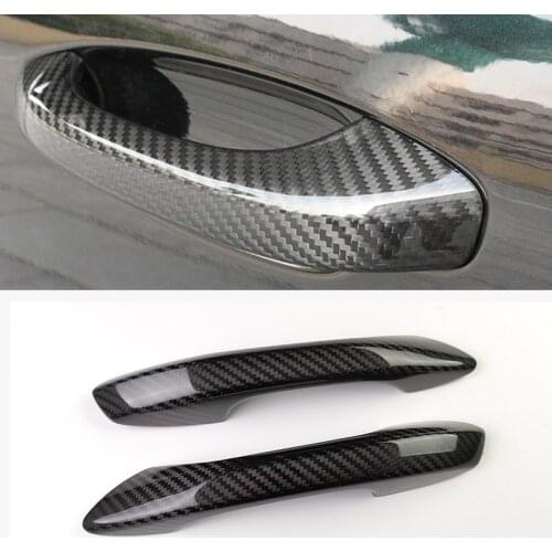 For Porsche 718 Boxster Cayman 2016-2021 2pcs Real Carbon Fiber Car Exterior Door Handle Grab Cover Trim Sticker Styling