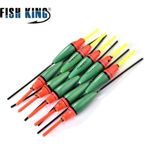 FISH KING 10pcs/lot 2g 3g 4g 5g Hard Tail Vertical Buoy For Carp Fishing Tackle Light Barguzinsky Fir Fishing Float Bobber Pesca