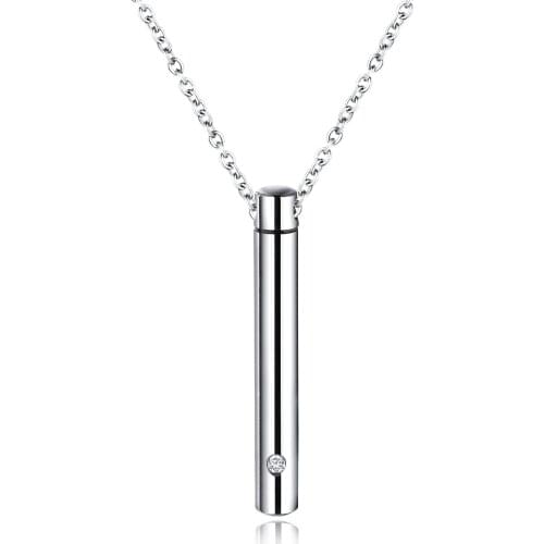 GorGor Titanium Steel Cylindrical Commemorating Relatives And Pets Creative Cinerary Box Perfume Bottle Pendant Necklace 1524