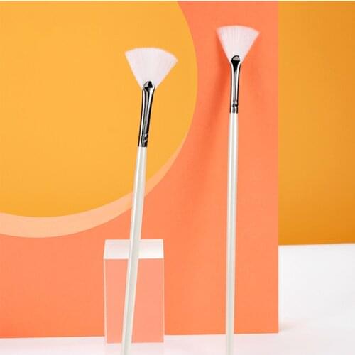 1/2/3pcs Fan Shape Facial Mask Brushes White Long Handle Professional Skin Care Mask DIY Mud Mixing Brushes Makeup Tool
