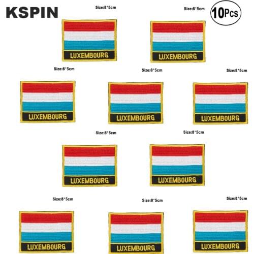 Luxembourg Flag Embroidery Patches Iron on Saw on Transfer patches Sewing Applications for Clothes in Home&Garden