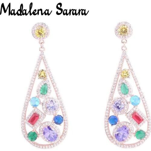 MADALENA SARARA AAA Cubic Zirconia Pave Setting Dangle Drop Style Earrings Nation Elements