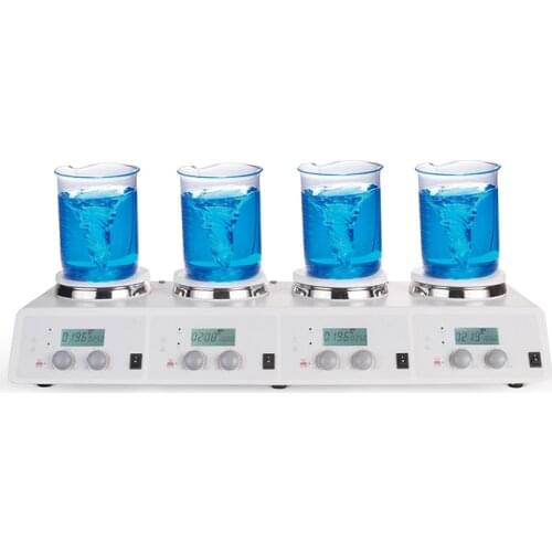 Magnetic Stirrers 10L*4 Lndependent Heating 1500rpm Mixer LCD CNC Heating Type Four-Channel Magnetic Stirrer Lab Equipment