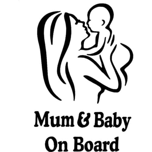 SZWL Mum and Baby on Board Car Safety Warining Stickers Creative Figure Window Decal Styling Waterproof Paster PVC,12cm*18cm