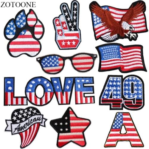ZOTOONE Iron on American Flag Patches for Clothes DIY Applique Embroidered Patriotic USA Military Tactics Eagle Patch Stickers