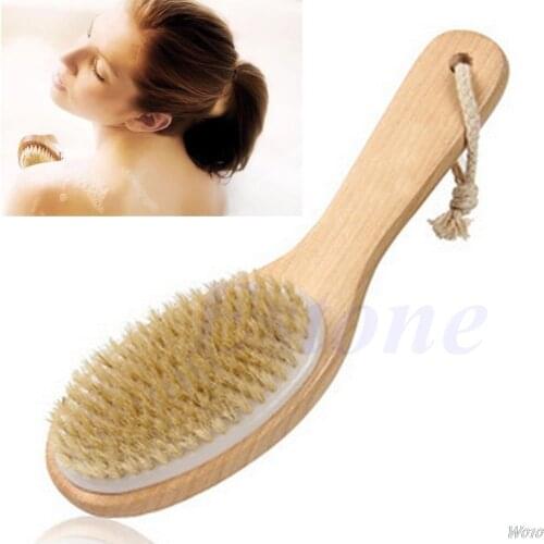 Full Body Natural Bristle Dry Skin Exfoliation Brush Detox Fight Cellulite Tool-W110