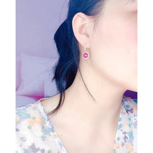 Natural Real Ruby Earring Real 925 Silver sterling Fine Charm Jewelry for Women Wedding Party Earring