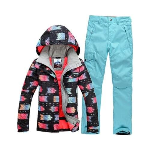 New GSOU SNOW Womens Ski Suit Thick Warm Outdoor Windproof Waterproof Breathable Ultra Light Ski Jacket Ski Trousers Size XS-L