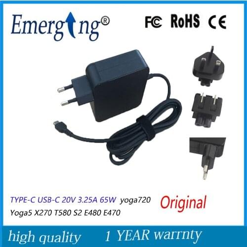 20V 3.25a 65W Original AC TYPE-C USB-C Adapter power supply For Lenovo Yoga910-13IKB yoga720 Yoga5 X270 T580 S2 E480 E470