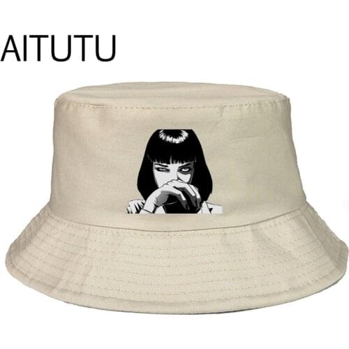Panama hats cool girl Print summer Bucket Hat Hip Hop Fisherman Hat Men Women Outdoor Casual Cotton Bob chapeau Visor Bucket Cap