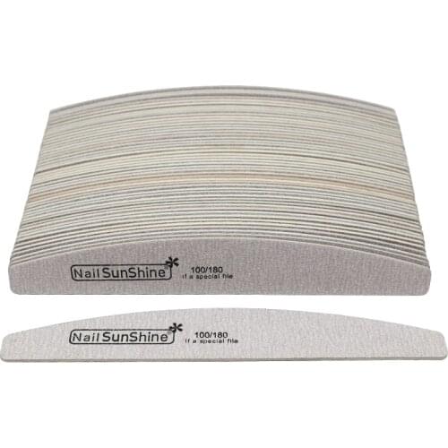 50Pcs Professional Nail File Wooden Washable Strong Thick 100/180 Sanding Nail Files Accessories Gel Varnish Files For Manicure