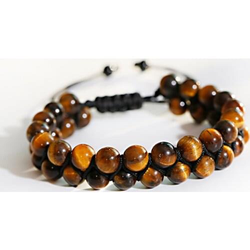 Natural Stone Handmade Braided Double Layer Lava Tigers Eye Bracelets Men Women Adjustable Energy Colorful Beaded Bracelet