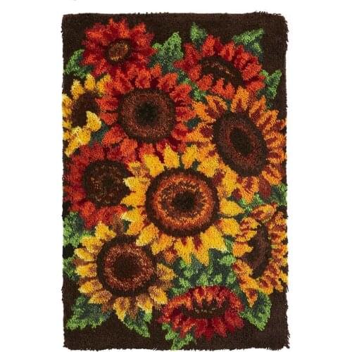 Sunflowers DIY Horse Latch Hook Rugs Kits for Adults - Beginners with Pattern Printed Canvas Rug Crochet Patterns Yarn Kits