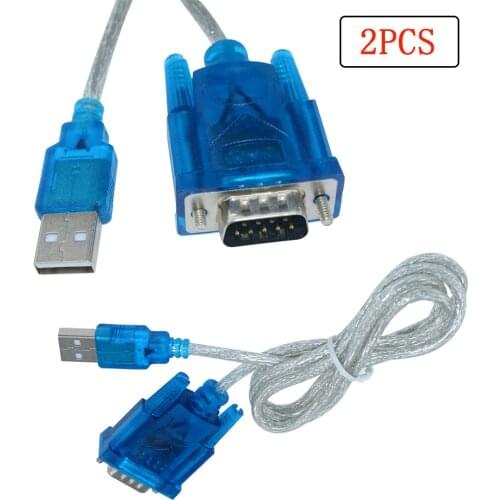 2pcs USB to RS232 Serial Cable Port 9 Pin DB9 COM Port Adapter Converter 9Pin RS232 Male Plug for Windows 10 8 7 XP PC Laptop