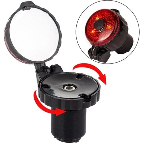 Bicycle Bike Handlebar End Adjustable Rearview Mirror with Warning Light Bicycle Accessories