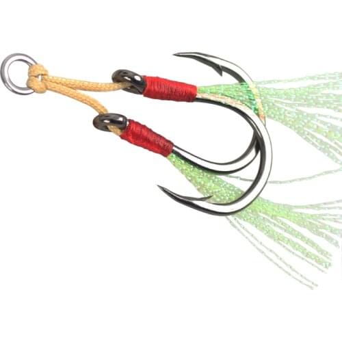 Fishing Hooks Sea 5/0 7/0 Twins Double Fishery s Jig Slow Feather