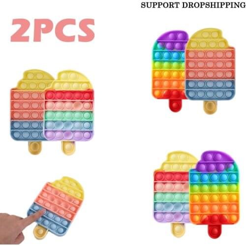 2Pcs Hot Sale Push Bubble Sensory Anti Stress Relief Toy Kids Adult Push Bubble Toy Ice Cream Board Game Gifts Toy