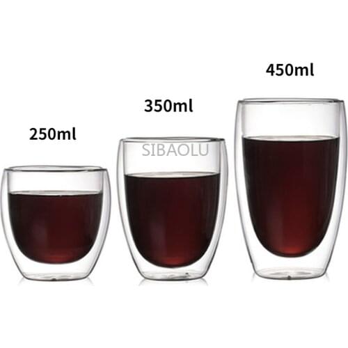 Glass Cup Koffie Cup Water Cups Transparante Cup Drinken 80/150/250/350/450 Ml Double-layer Glass Glas Set Groothandel
