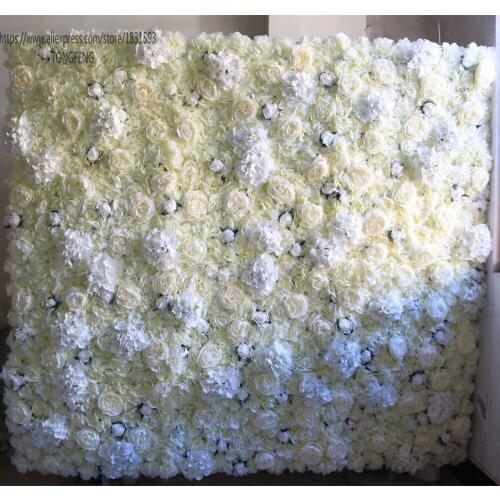 TONGFENG 10pcs/lot Artificial silk rose peony 3D flower wall wedding backdrop decoration Table centerpiece decoration Ivory