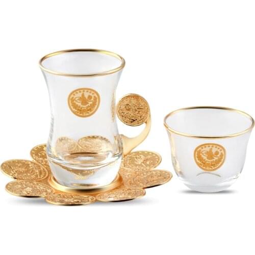 Turkish Tea Set For Home With Glass Coffee Cups