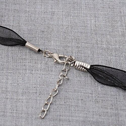 Y166 Murano Glass Pendant Necklace Purple Heart Flowers Ribbon Chain