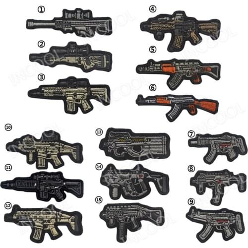 Funny Gun Shape Embroidery Patch Cartoon Sniper Military Patch Tactical Emblem Badges Applique Combat Embroidered Patches