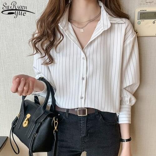 Autumn Long Sleeve Women Shirts Fashion Woman Blouses Striped Blouse Office Work Wear Women Blouses Retro Business Wear 10688