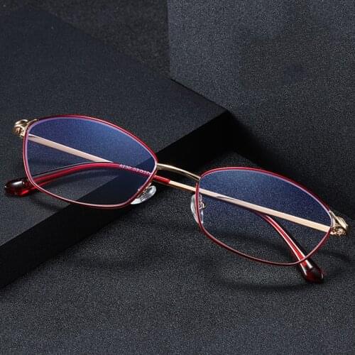 Women Anti Blue Light High Quality Oval Metal Frame Eyeglasses 2021 Luxry Brand Design Reading Glasses +1.0 1.5 2.0 2.5 3.0
