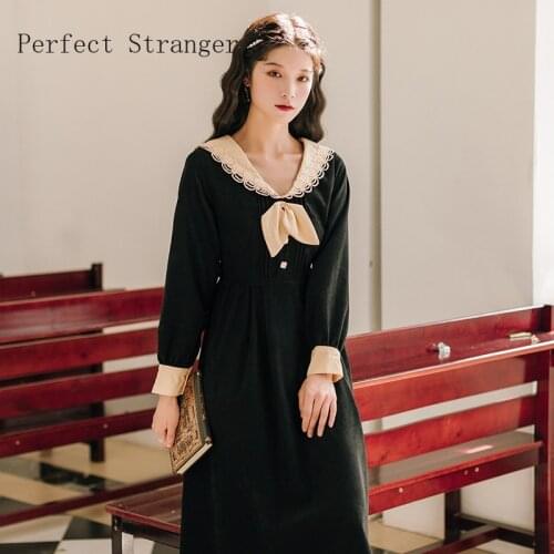 2020 Autumn Winter New Arrival Hot Sale Turn Down Collar Long Sleeve Women Long Dress