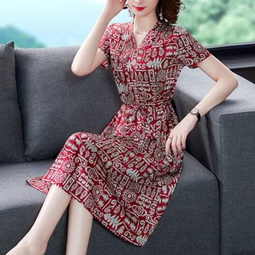 Summer Korean Woman Dress 2021 Floral V Neck Elegant Dresses for Women Plus Size Vintage Dress Feminine temperament Vestido