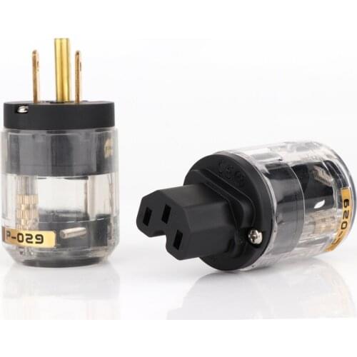 1 pair hifi audio US version power plug hi-end brass gold plated US 3 pins AC power connector for DIY power cable cord