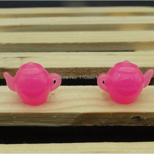 1pcs/lot resin solid hot pink teapot cup 19mm fairy garden gnome moss terrarium decor crafts bonsai home decor for DIY A030-7