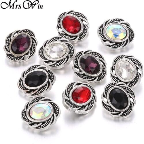 10pcs/lot 2019 New 12mm Snap Button Jewelry Mixed Rhinestone Metal Flower Snap Buttons for Snaps Bracelet DIY Snap Jewelry
