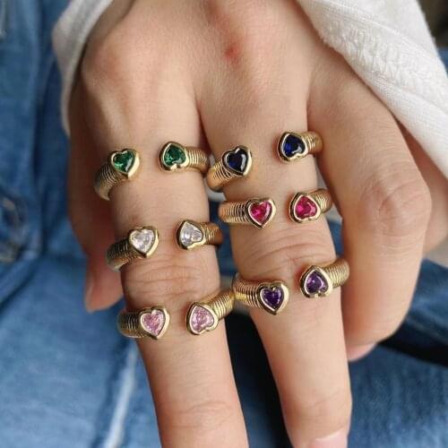 10Pcs Fashion Design Gold Plated Ring lovely heart shape crystal cuff finger party rings for Woman Gifts