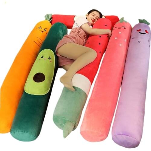 100-160CM Cartoon Dragon Fruit Long Plush Pillow Carrot Strawberry Sleeping Cushion Kids Pregnant Woman Leg Pillow Washabl