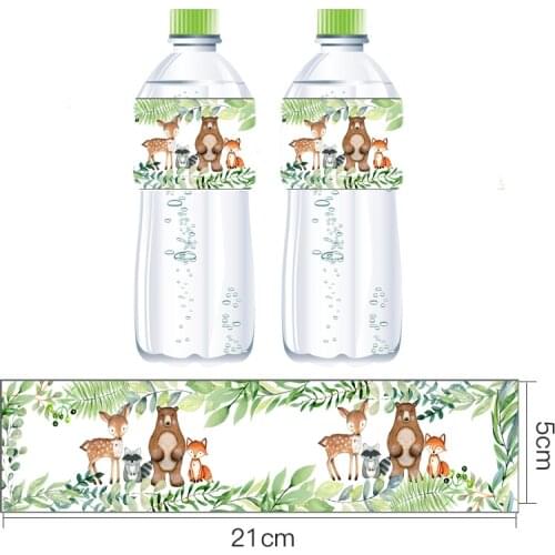 Magrise 12pcs Woodland Animal Water Bottle Label Stickers Baby Shower Boy 1th Birthday Party Stickers Birthday Party Decor Suppl
