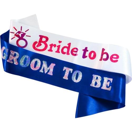 3pcs Sparkling 2020 New Design sash White pink bride to be Blue Groom to be etc novelty Bachelorette event colorful ribbon