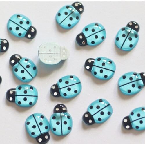 50pcs Resin Cute Colorful Beautiful Blue Beetle Flat Back Rhinestone Appliques DIY Wedding Scrapbook Craft-T116