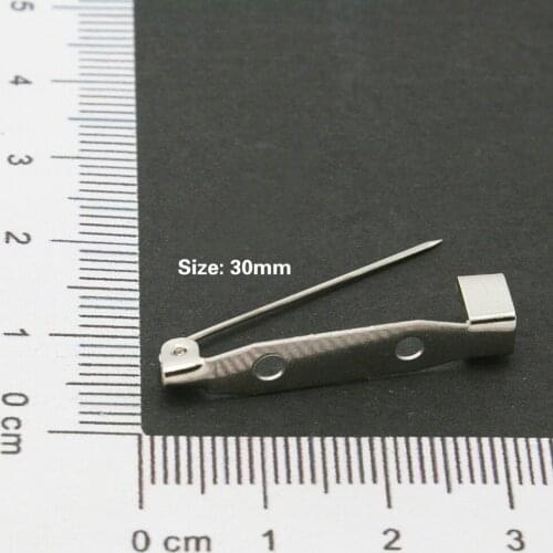 500pcs/lot Rhodium Plated Brooch Pin Clasp Fingings 30mm Fit for Bracelet DH-FZC004-69