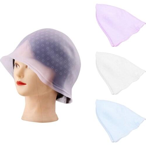 Hair Dyeing Cap With Hook Needle Hair Coloring Highlighting Cap Professional Reusable Silicone Dye Cap Hair Beauty Tool for Lady