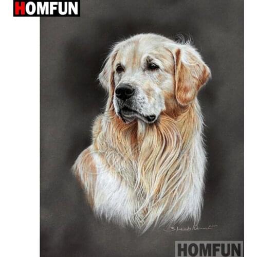 HOMFUN Full Square/Round Drill 5D DIY Diamond Painting "Animal dog" 3D Embroidery Cross Stitch 5D Home Decor A13581
