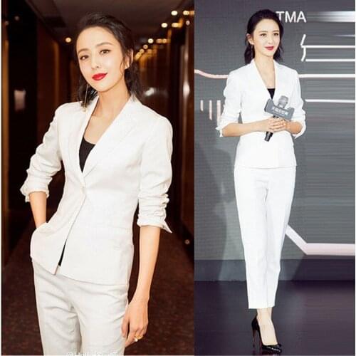 White suit suit female spring and autumn new fashion high quality small fragrance business professional wear women outfits